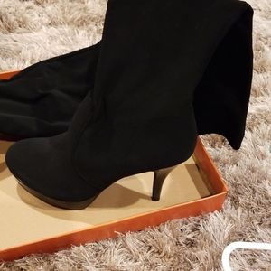 New Black suede heel boots, never been worn